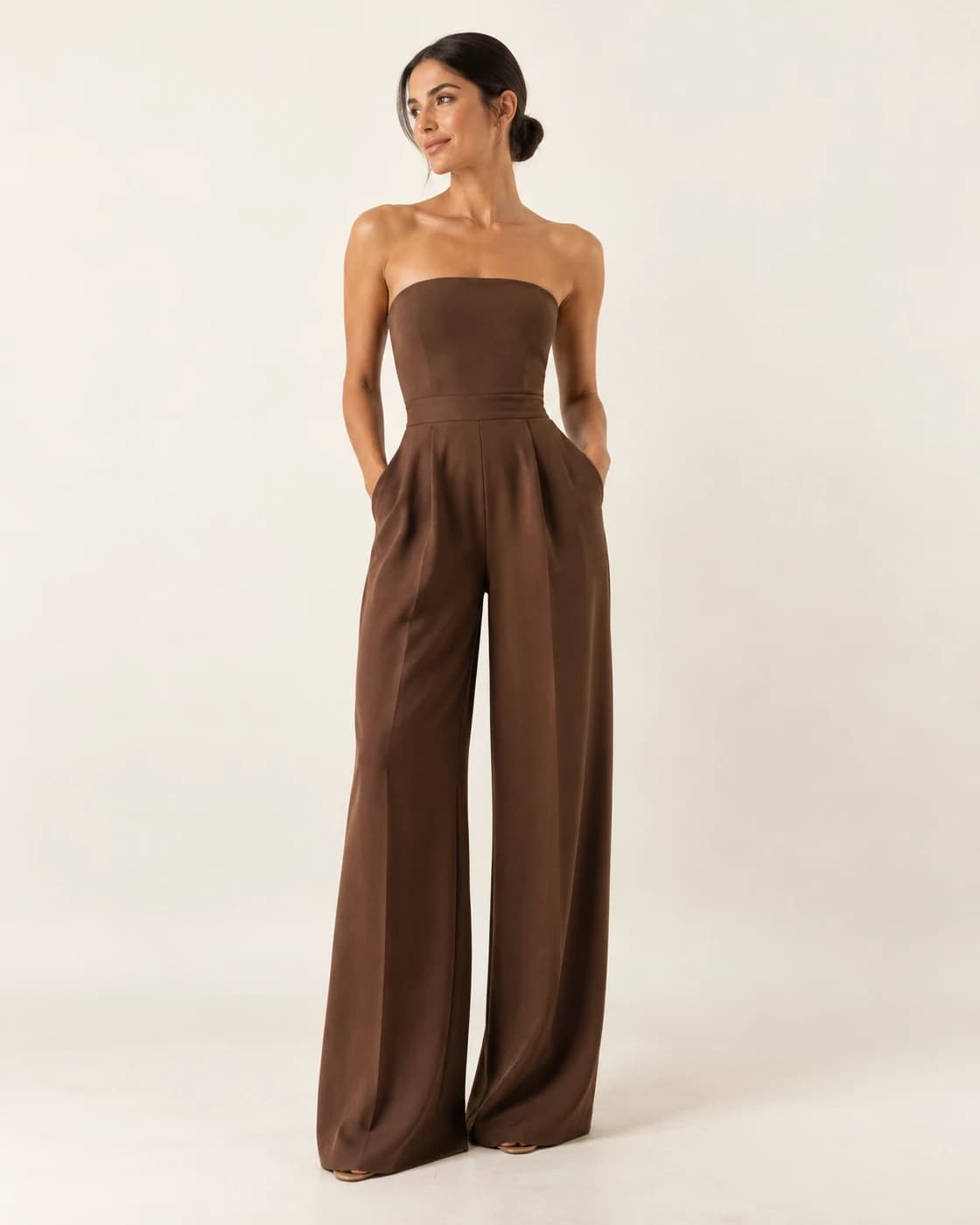 Palazzo strapless moka · vista frontal
